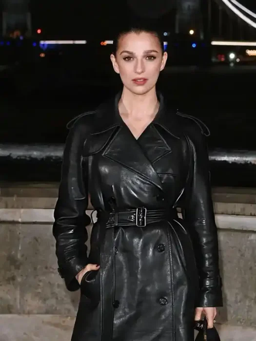 Fashion Week Marisa Abela Leather Coat