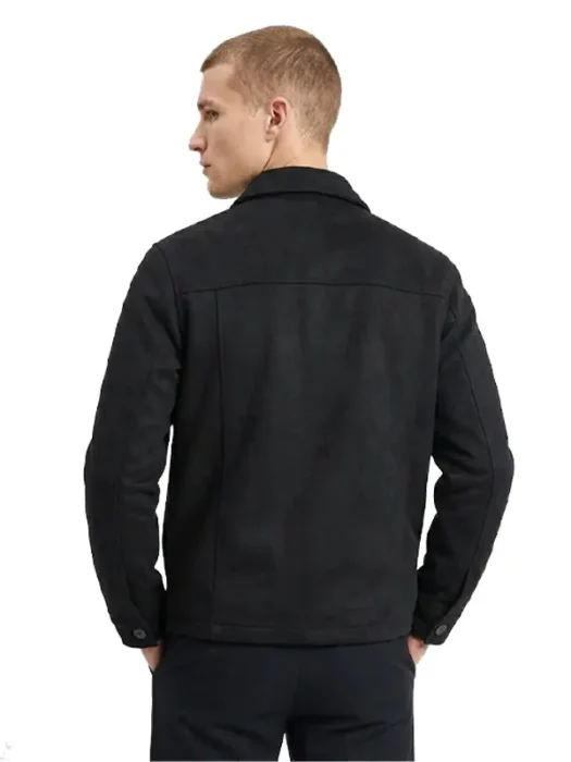 Faux Suede Smart Jacket in Black Back