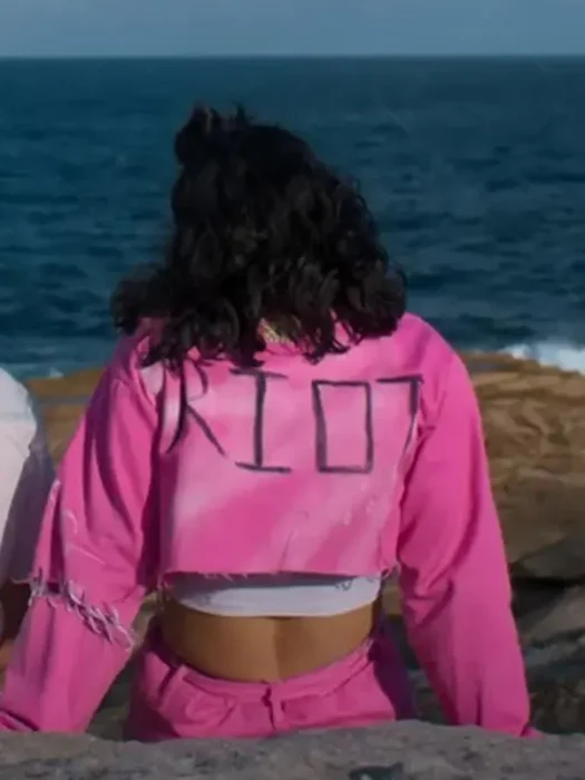 Heartbreak High Ayesha Madon Cropped Pink Leather Jacket Back