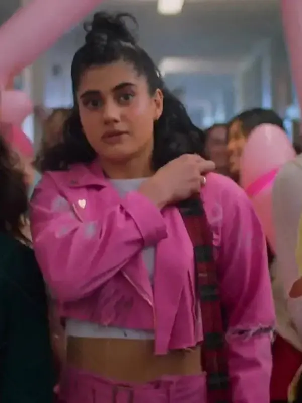 Heartbreak High Ayesha Madon Cropped Pink Leather Jacket