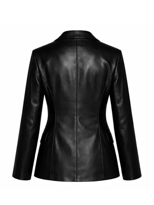 High Potential S02 Daphne Forrester Black Leather Blazer Back