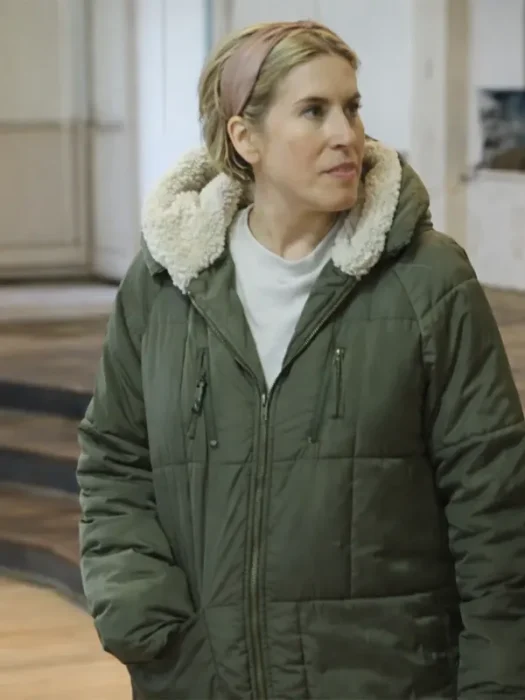 Host Erin Napier Home Town S10 Green Puffer Coat