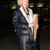 Jennifer Lawrence Black Winter Leather Coat