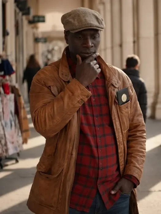 Lupin Assane Diop Brown Leather Jacket