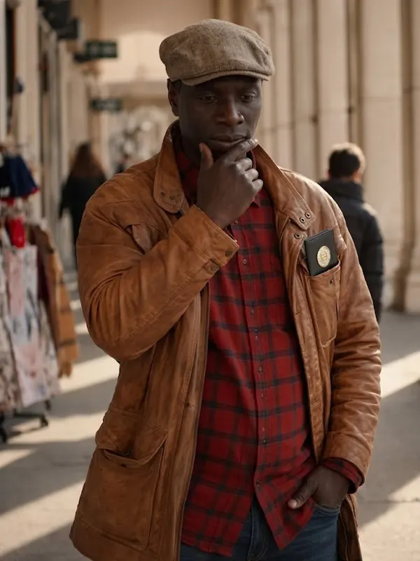 Lupin Assane Diop Brown Leather Jacket