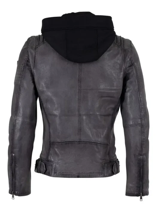 Mauritius Anthracite Leather Jacket Back