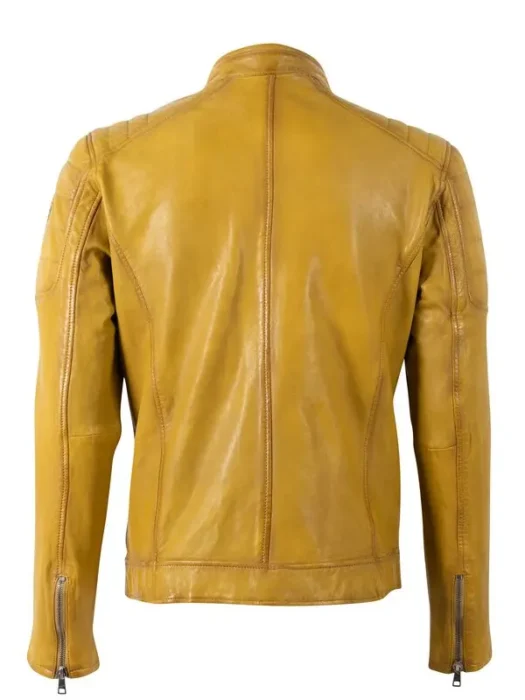 Mauritius yellow Leather Jacket Back