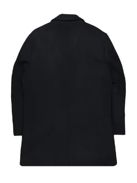 Mens Black Wool Overcoat Back