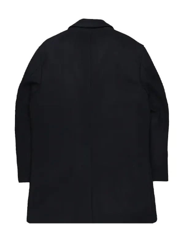 Mens Black Wool Overcoat Back