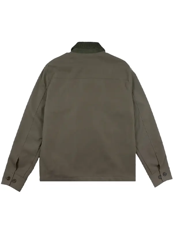 Mens Cord Collar Field Jacket Khaki Back