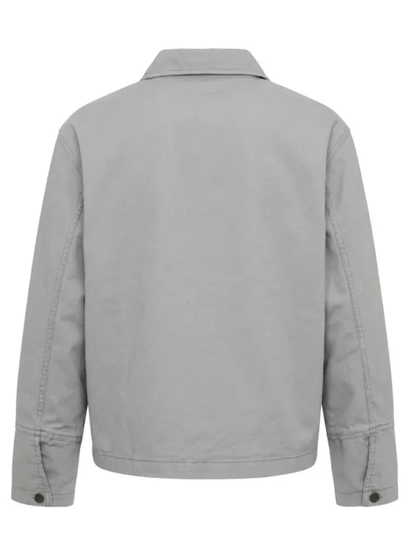 Mens Grey Canvas Jacket Back