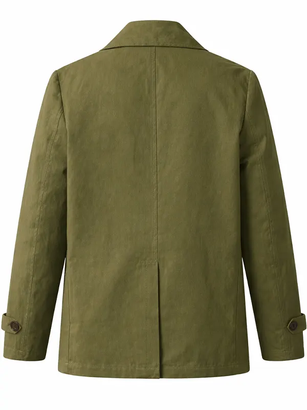 Mens Milford Olive Green Peacoat Back