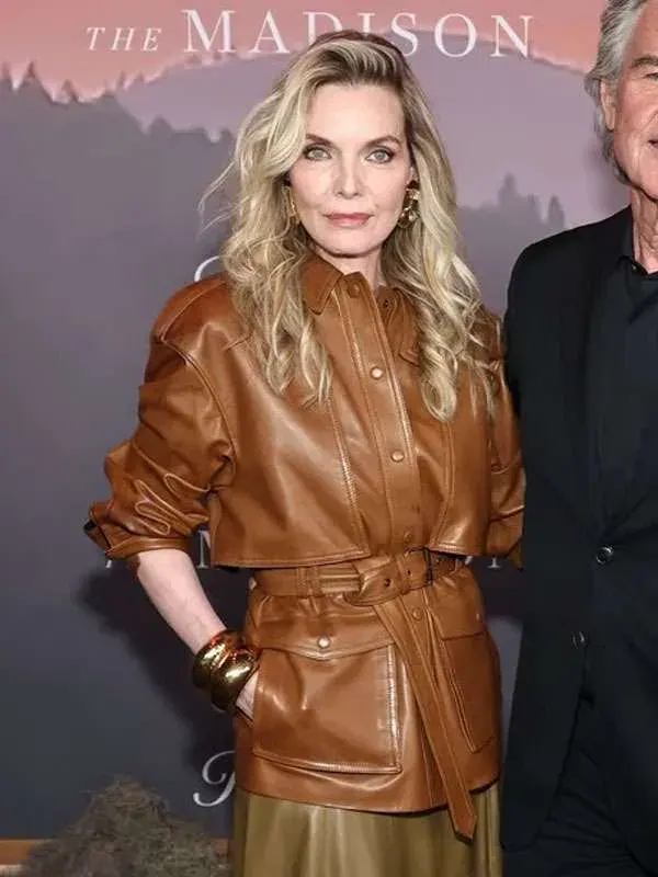 Michelle Pfeiffer The Madison Premiere Leather Brown Jacket