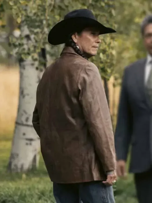 Mo Brings Plenty Marshals S01 Brown Leather Blazer Back