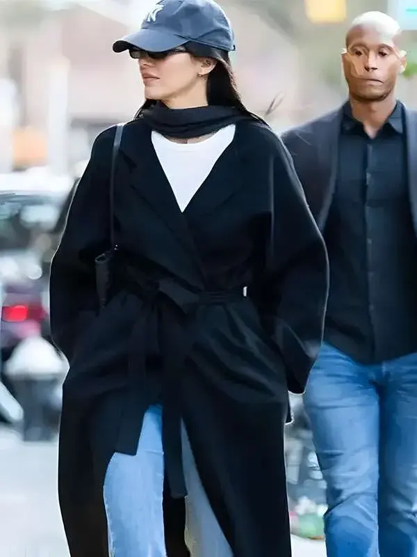NYC Kendall Jenner Black Wool Coat