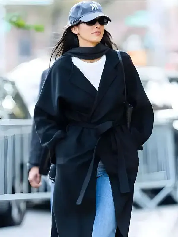 NYC Kendall Jenner Black Wool Long Coat