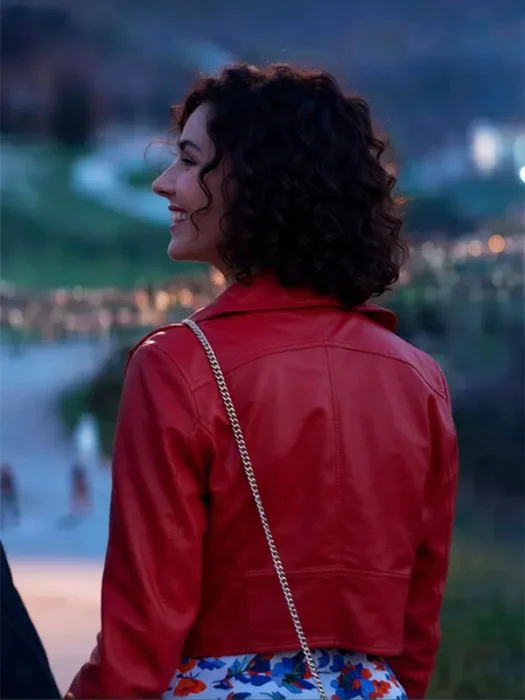 Solo Mio Gia Red Cropped Leather Jacket