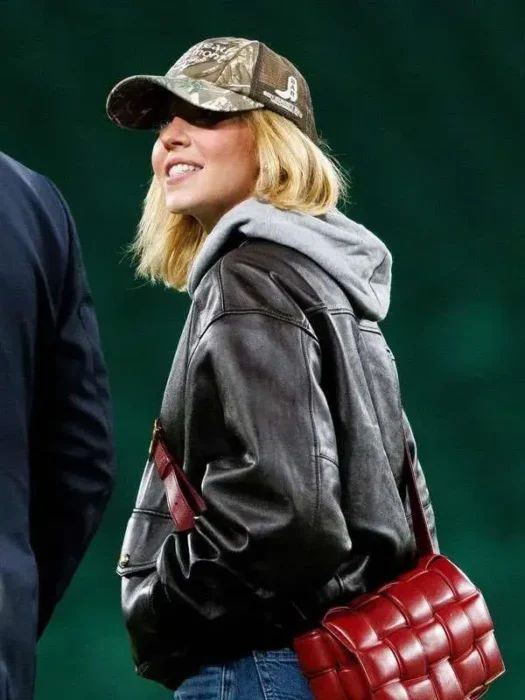 Sporting CP v GD Sydney Sweeney Black Leather Jacket