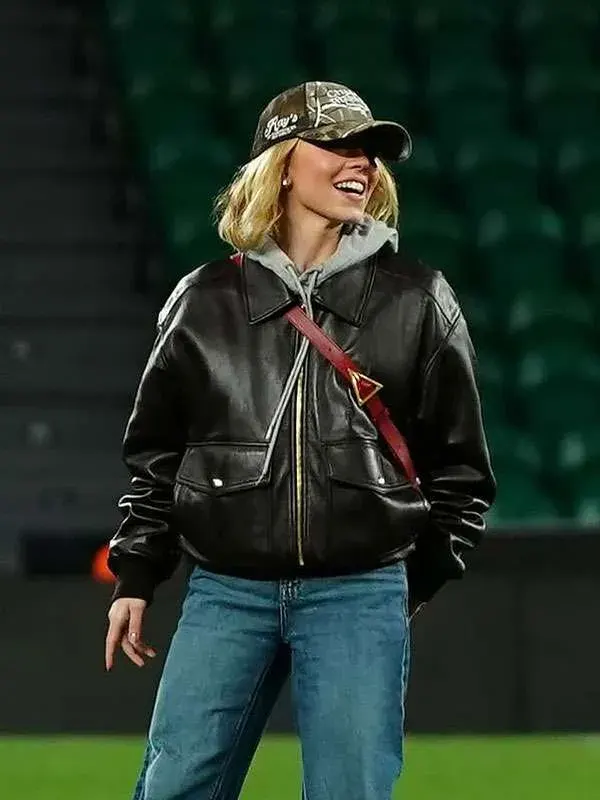 Sporting CP v GD Sydney Sweeney Leather Black Jacket