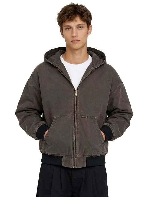 Static Supply Hooded Oversized Jacket in Brown