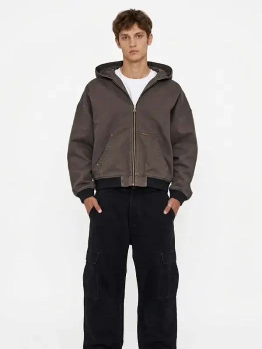 Static Supply Oversized Hooded Jacket in Brown