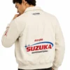 Suzuka Racing Beige Bomber Jacket Back