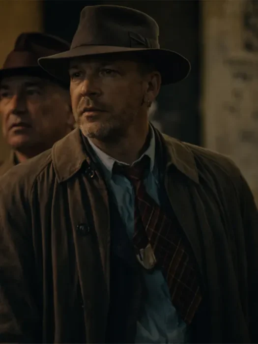 The Bride 2026 Peter Sarsgaard Brown Coat