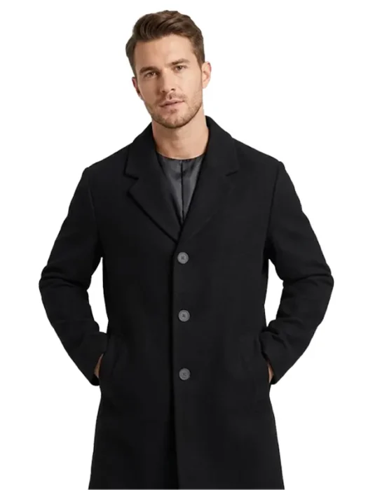 Wool Blend Overcoat in Black