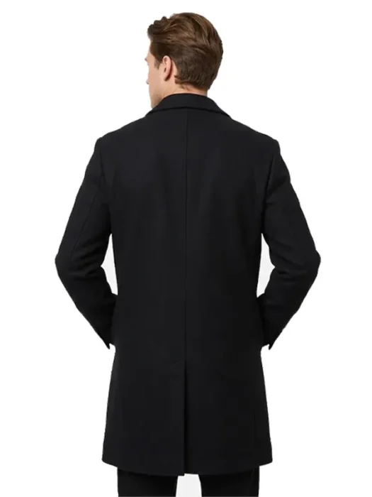Wool Blend Overcoat in Black Back