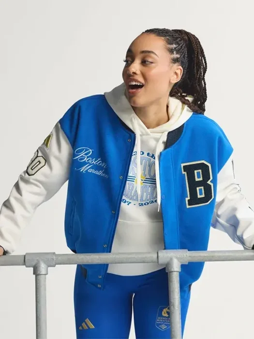 Adidas Boston Marathon 26 Blue & White Varsity Jacket