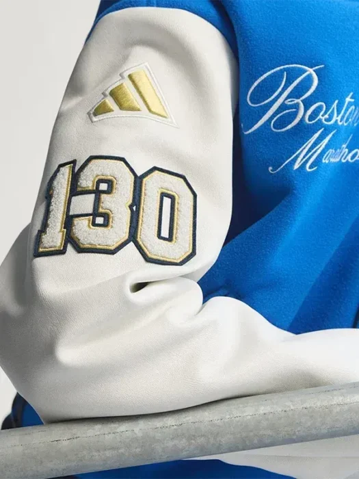 Adidas Boston Marathon 26 Blue & White Wool Varsity Jacket