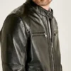 Alveraz Men's Black Sheepskin Biker Leather Jacket