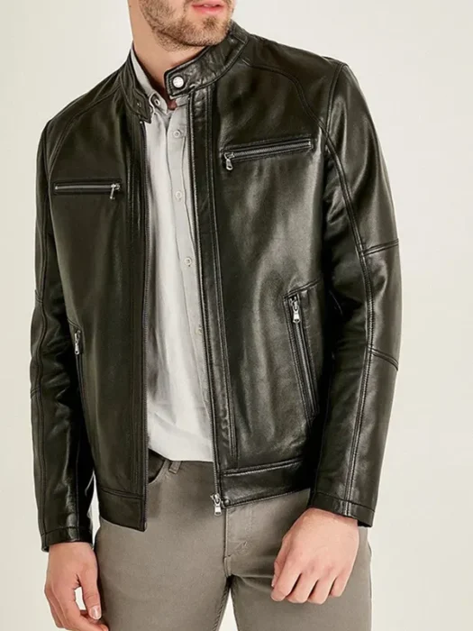 Alveraz Men's Black Sheepskin Leather Jacket