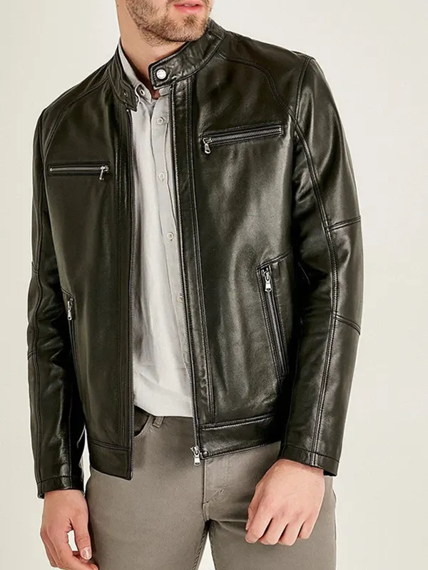 Alveraz Men’s Black Sheepskin Leather Jacket