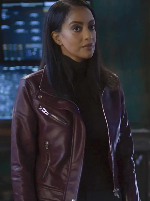 Azie Tesfai Maroon Leather Jacket