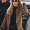 Bella Hadid MFW Brown Suede Jacket