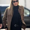 Bella Hadid MFW Suede Brown Jacket