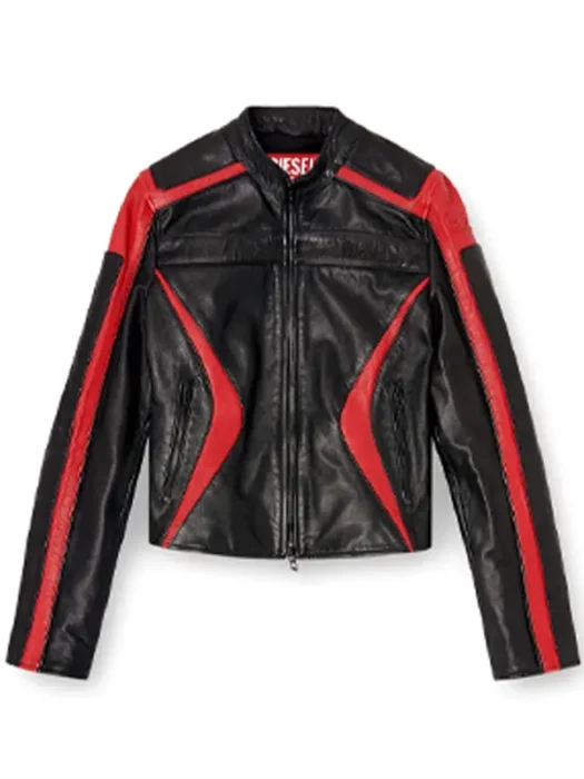 Biker jacket in colour-block leather 4