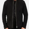 Charcoal Black Suede Biker Jacket hand