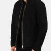 Charcoal Black Suede Biker Jacket zip