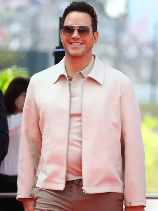 Chris Pratt F1 Japanese Grand Prix Ivory Leather Jacket