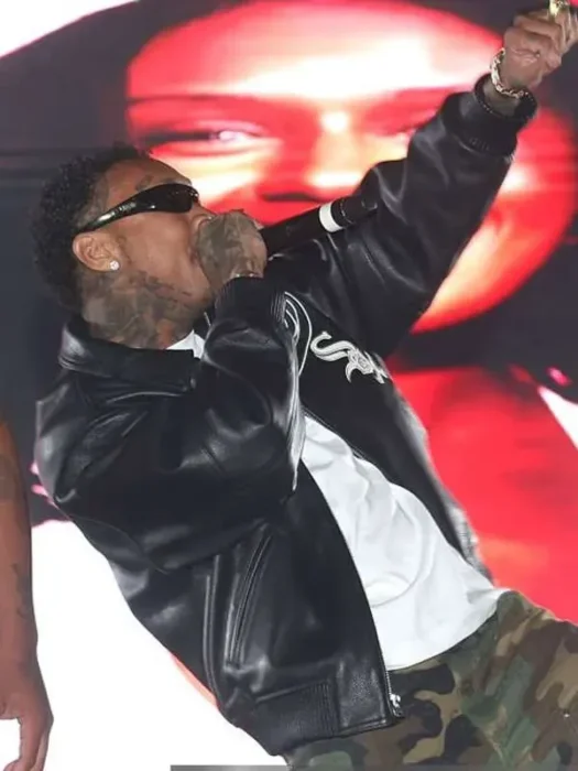Coachella 2026 Tyga Black Leather Jacket