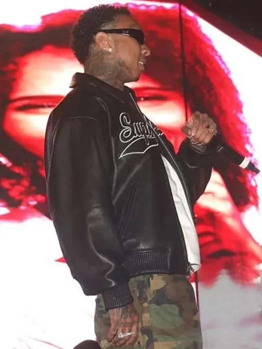 Coachella Tyga Black Leather Jacket