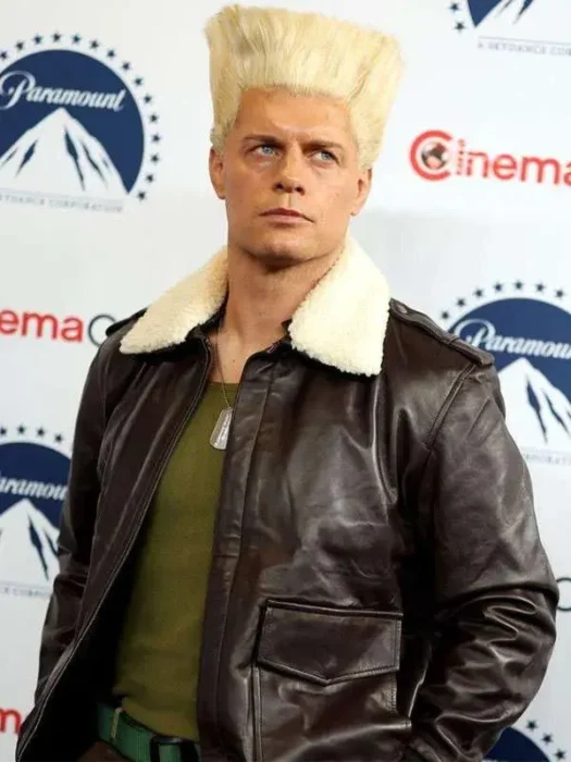 Cody Rhodes Street Fighter Dark Brown Shearling Leather Jacket
