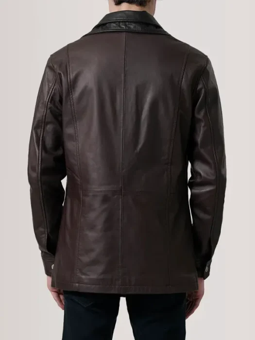 Connor Maroon Leather Coat back