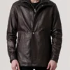Connor Maroon Leather Coat front