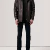 Connor Maroon Leather Coat full