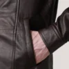 Connor Maroon Leather Coat hand