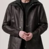 Connor Maroon Leather Coat zip