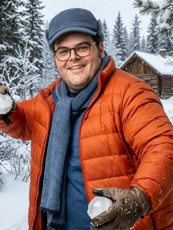Couples_Weekend_Josh_Gad_Puffer_Orange_Jacket